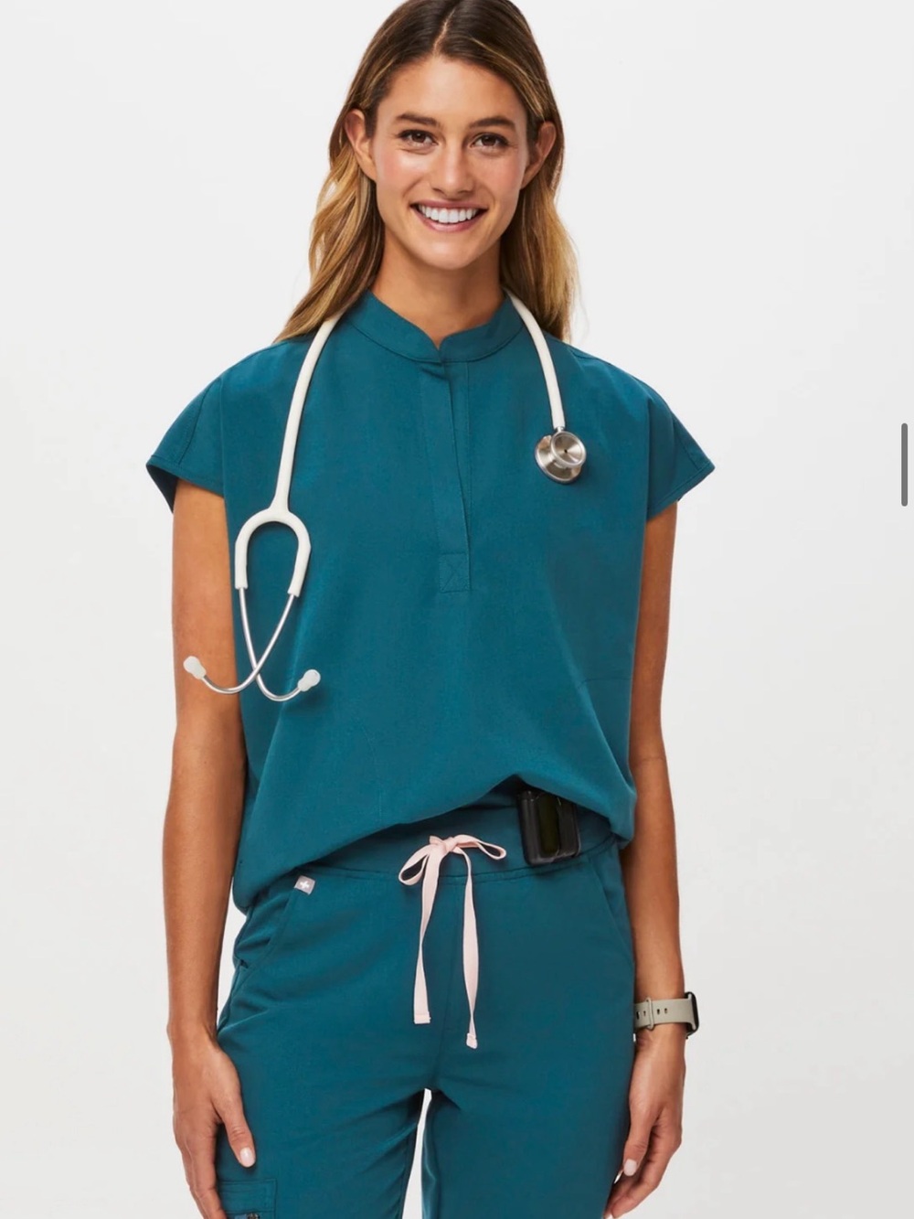 Figs Teal Rafaela scrub top